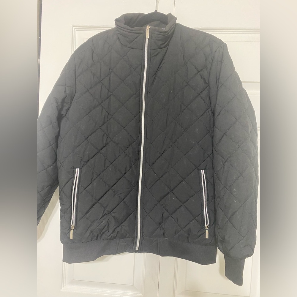 Unbranded men Black Quilted Jacket with Zipper fleece lined size XL